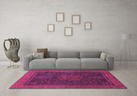 Machine Washable Abstract Pink Modern Rug, wshabs1464pnk