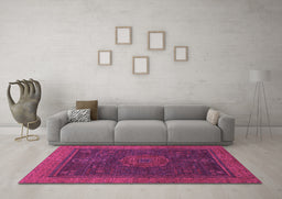 Machine Washable Abstract Pink Modern Rug in a Living Room, wshabs1464pnk