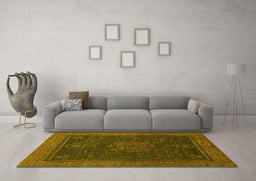 Machine Washable Abstract Yellow Modern Rug in a Living Room, wshabs1464yw