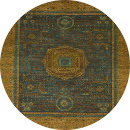 Round Abstract Reddish Brown Modern Rug, abs1464