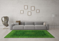 Machine Washable Abstract Green Modern Rug, wshabs1464grn