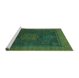 Sideview of Machine Washable Abstract Turquoise Modern Area Rugs, wshabs1464turq