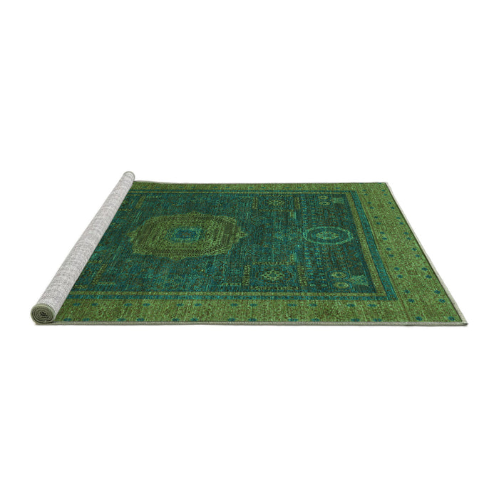 Sideview of Machine Washable Abstract Turquoise Modern Area Rugs, wshabs1464turq