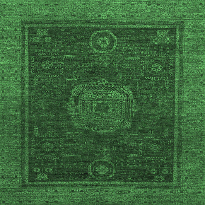 Square Abstract Emerald Green Modern Rug, abs1464emgrn