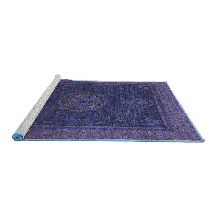 Sideview of Machine Washable Abstract Blue Modern Rug, wshabs1464blu
