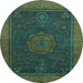 Round Abstract Light Blue Modern Rug, abs1464lblu