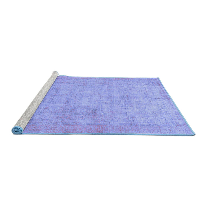 Sideview of Machine Washable Abstract Blue Modern Rug, wshabs1465blu