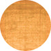 Round Machine Washable Abstract Orange Modern Area Rugs, wshabs1465org