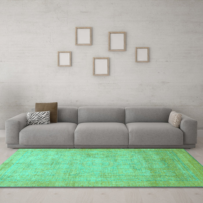 Machine Washable Abstract Turquoise Modern Area Rugs in a Living Room,, wshabs1465turq