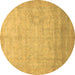 Round Abstract Brown Modern Rug, abs1465brn