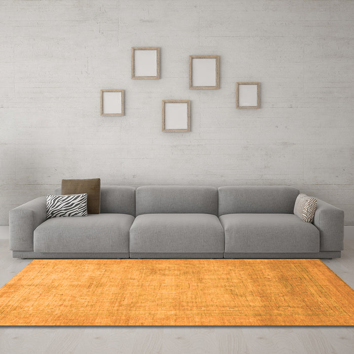 Machine Washable Abstract Orange Modern Area Rugs in a Living Room, wshabs1465org
