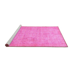 Sideview of Machine Washable Abstract Pink Modern Rug, wshabs1465pnk