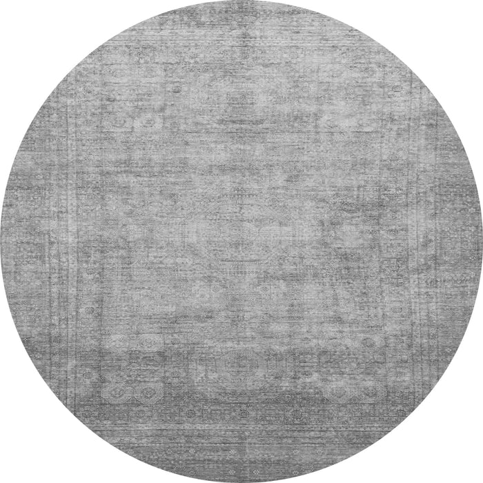 Round Machine Washable Abstract Gray Modern Rug, wshabs1465gry