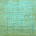 Square Abstract Light Blue Modern Rug, abs1465lblu