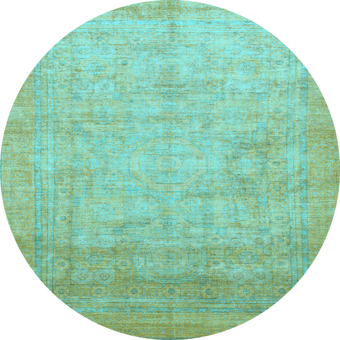Round Abstract Light Blue Modern Rug, abs1465lblu