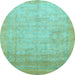 Round Abstract Light Blue Modern Rug, abs1465lblu