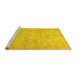 Sideview of Machine Washable Abstract Yellow Modern Rug, wshabs1465yw