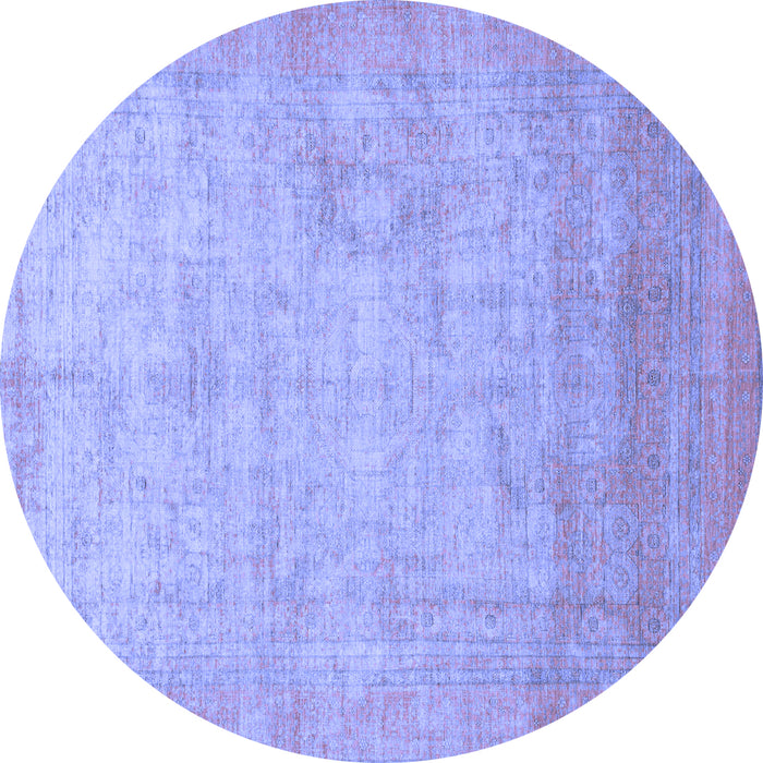 Round Machine Washable Abstract Blue Modern Rug, wshabs1465blu