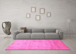 Machine Washable Abstract Pink Modern Rug in a Living Room, wshabs1465pnk