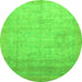 Round Abstract Green Modern Rug, abs1465grn