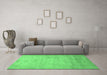 Machine Washable Abstract Emerald Green Modern Area Rugs in a Living Room,, wshabs1465emgrn