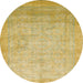 Round Abstract Orange Gold Modern Rug, abs1465