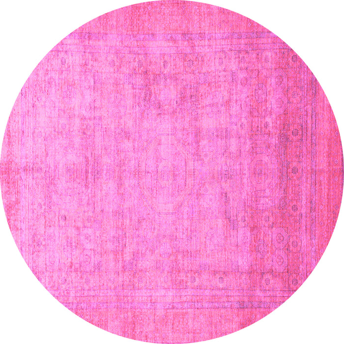 Round Abstract Pink Modern Rug, abs1465pnk