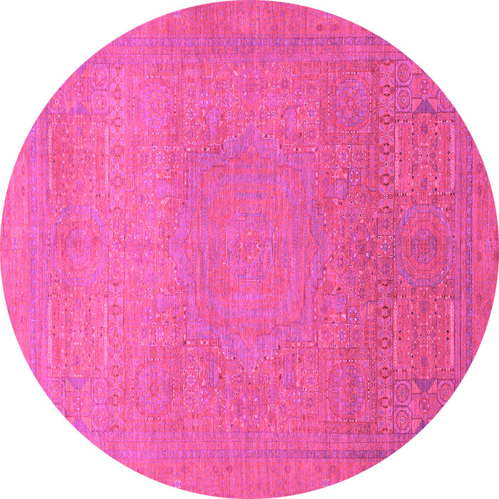 Round Abstract Pink Modern Rug, abs1466pnk