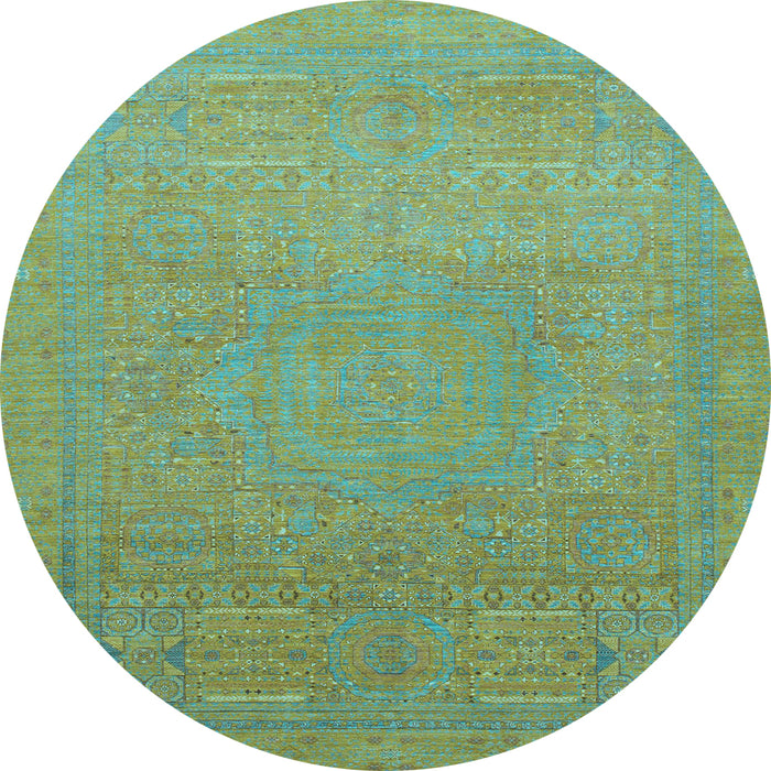 Round Machine Washable Abstract Light Blue Modern Rug, wshabs1466lblu