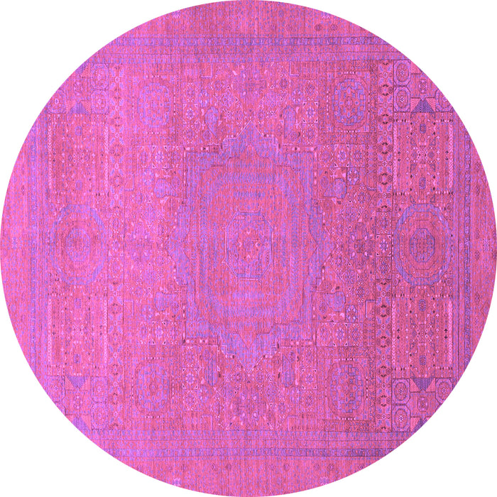 Round Abstract Purple Modern Rug, abs1466pur