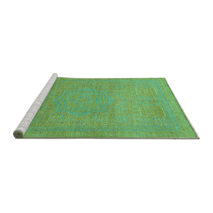 Sideview of Machine Washable Abstract Turquoise Modern Area Rugs, wshabs1466turq