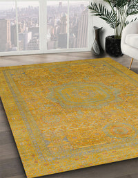 Abstract Orange Gold Modern Rug, abs1466