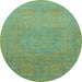 Round Abstract Light Blue Modern Rug, abs1466lblu