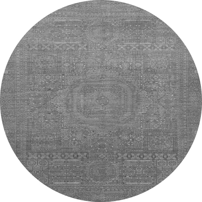 Round Machine Washable Abstract Gray Modern Rug, wshabs1466gry