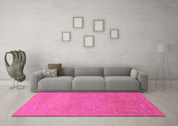 Machine Washable Abstract Pink Modern Rug, wshabs1466pnk