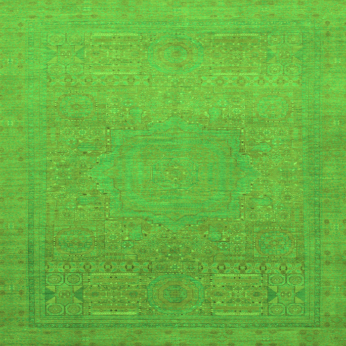 Square Machine Washable Abstract Green Modern Area Rugs, wshabs1466grn