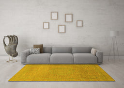Machine Washable Abstract Yellow Modern Rug in a Living Room, wshabs1466yw