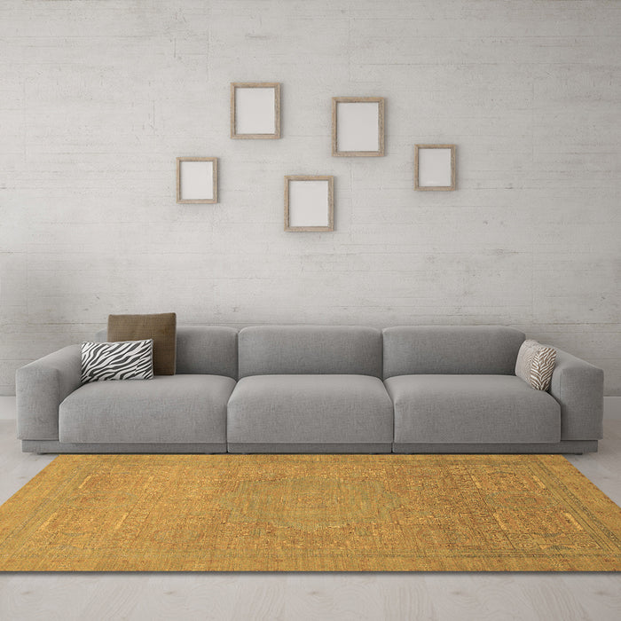 Machine Washable Abstract Brown Modern Rug in a Living Room,, wshabs1466brn