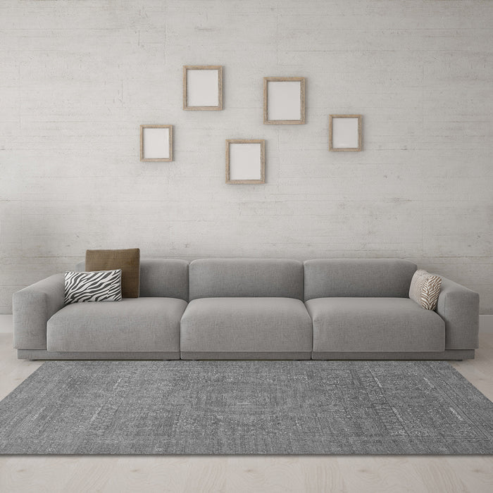 Machine Washable Abstract Gray Modern Rug in a Living Room,, wshabs1466gry