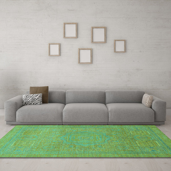 Machine Washable Abstract Turquoise Modern Area Rugs in a Living Room,, wshabs1466turq