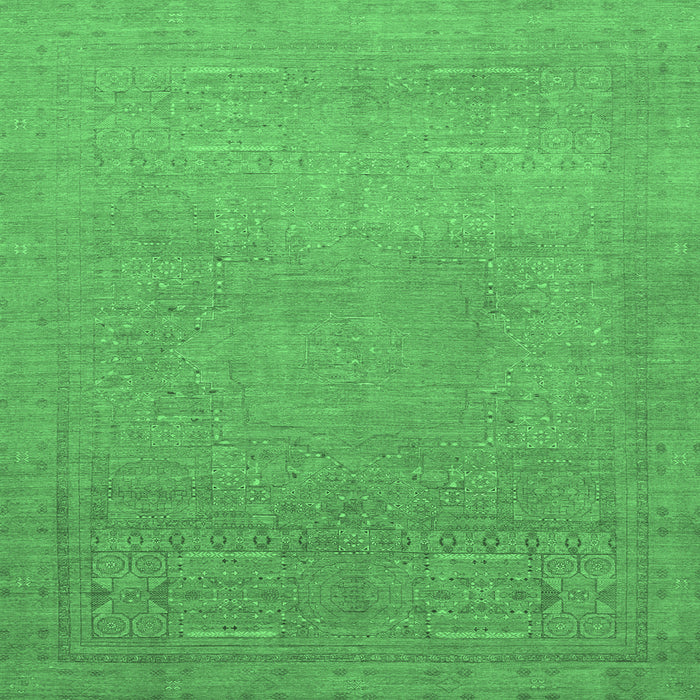 Square Machine Washable Abstract Emerald Green Modern Area Rugs, wshabs1466emgrn
