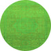 Round Abstract Green Modern Rug, abs1466grn