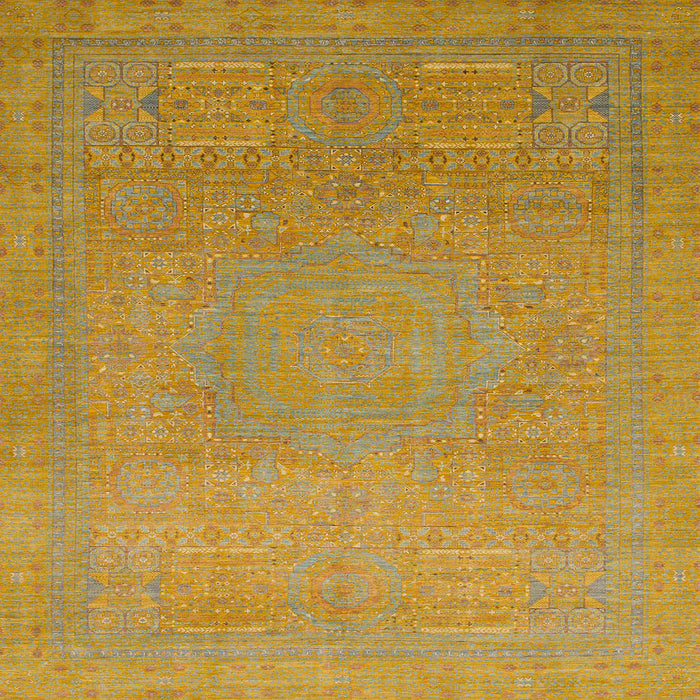 Square Abstract Orange Gold Modern Rug, abs1466
