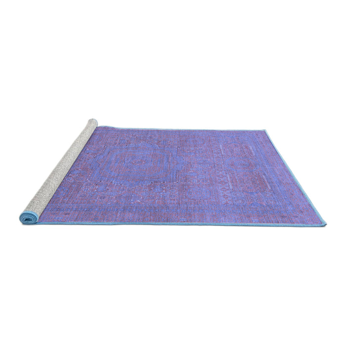 Sideview of Machine Washable Abstract Blue Modern Rug, wshabs1466blu