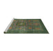 Sideview of Machine Washable Abstract Dark Olive Green Rug, wshabs1467