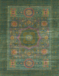 Machine Washable Abstract Dark Olive Green Rug, wshabs1467