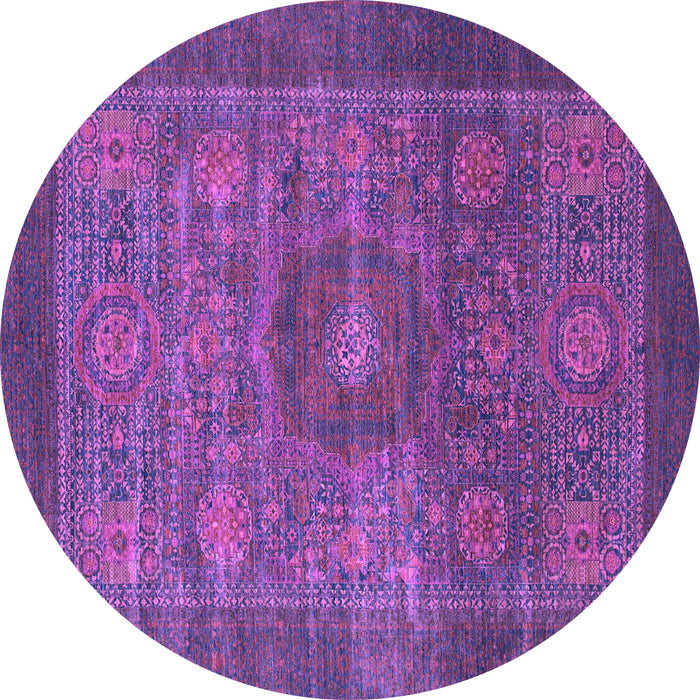 Round Machine Washable Abstract Purple Modern Area Rugs, wshabs1467pur