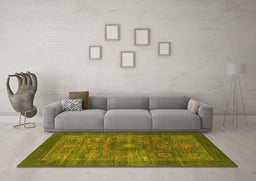 Machine Washable Abstract Yellow Modern Rug in a Living Room, wshabs1467yw