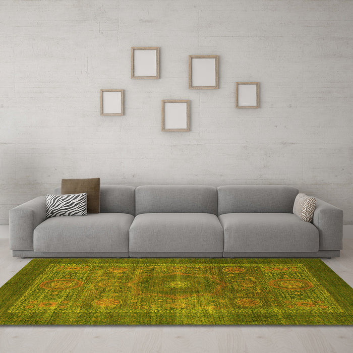 Machine Washable Abstract Yellow Modern Rug in a Living Room, wshabs1467yw