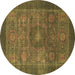 Round Abstract Brown Modern Rug, abs1467brn